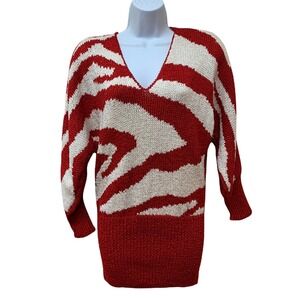 Vintage Antonella Preve Women L Hand Knit Wool/Rayon Retro 80's Sweater NEW NOS